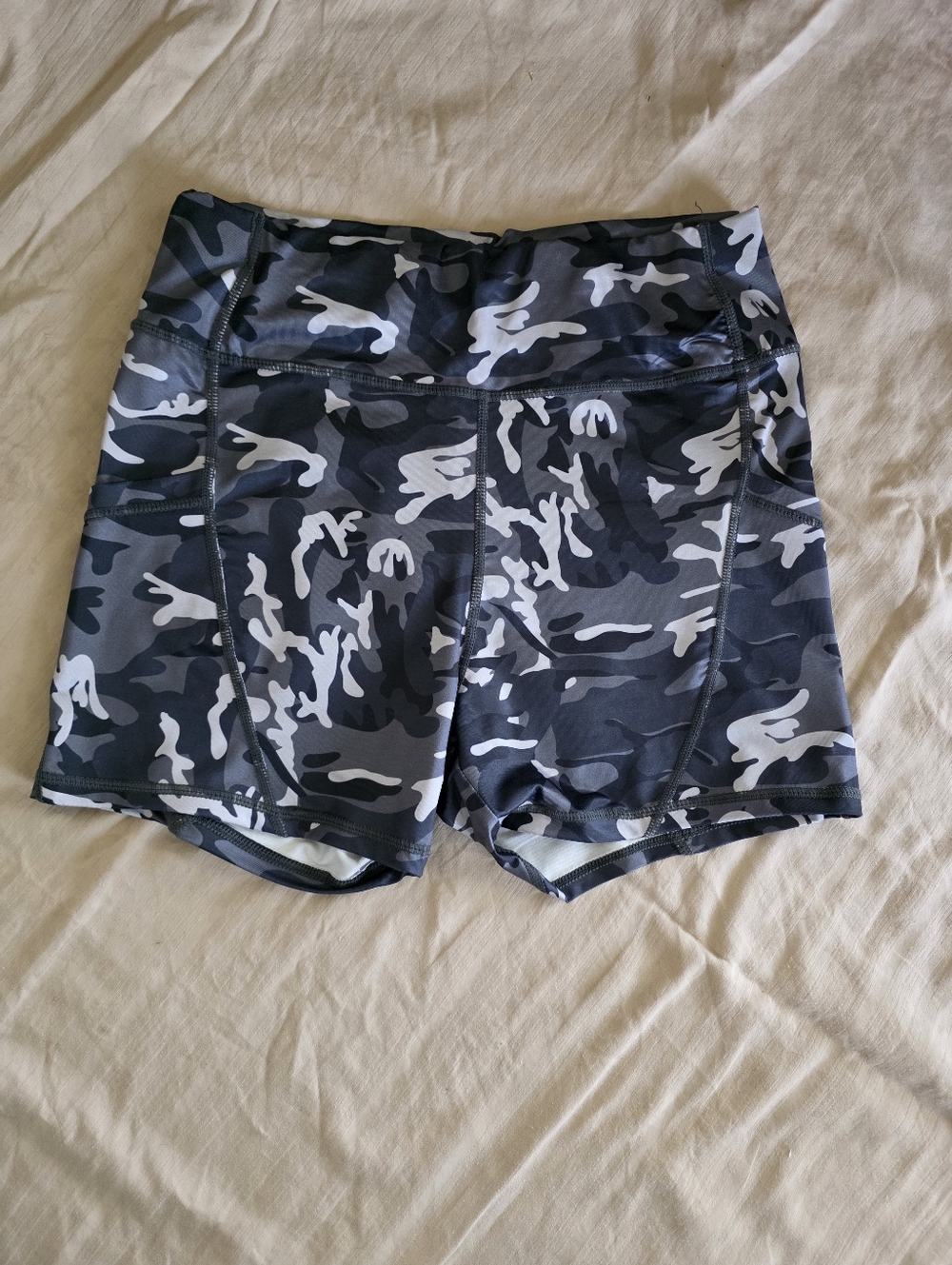 SHEIN Gray Camo High-Rise Athletic Shorts